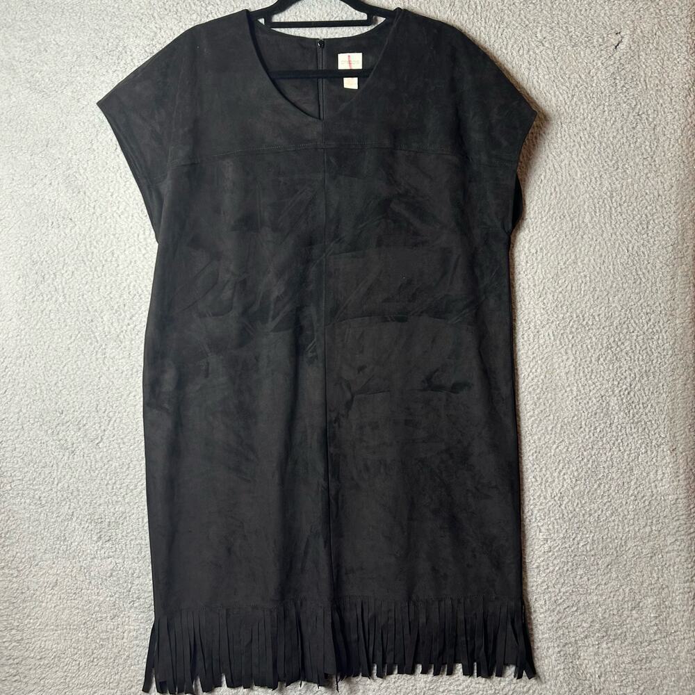 Chico's Dress‎ Womens 2.5 (14 L) Black Fringe Hem Sleeveless Bohemian Festival